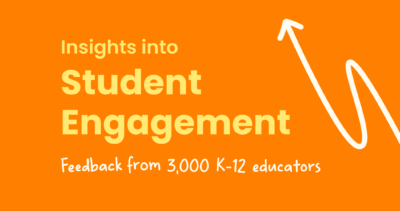 An orange background with the words Statistics on student engagement